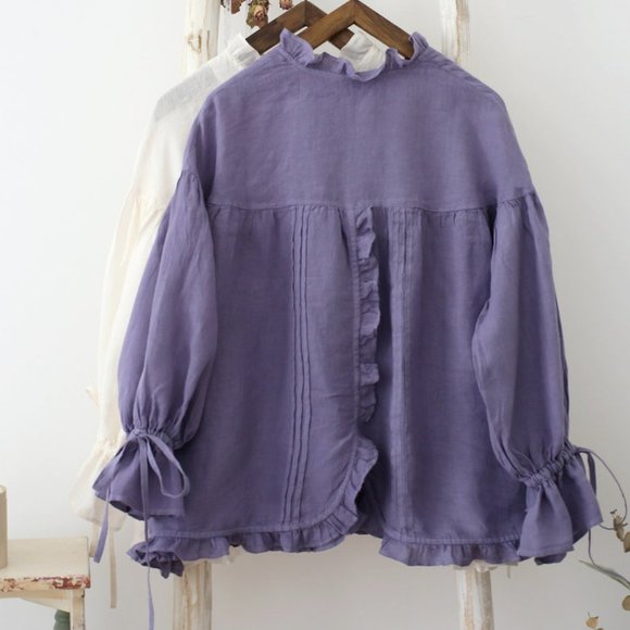 Beautiful Linen Ruffle Shirt - Picture 2 of 4